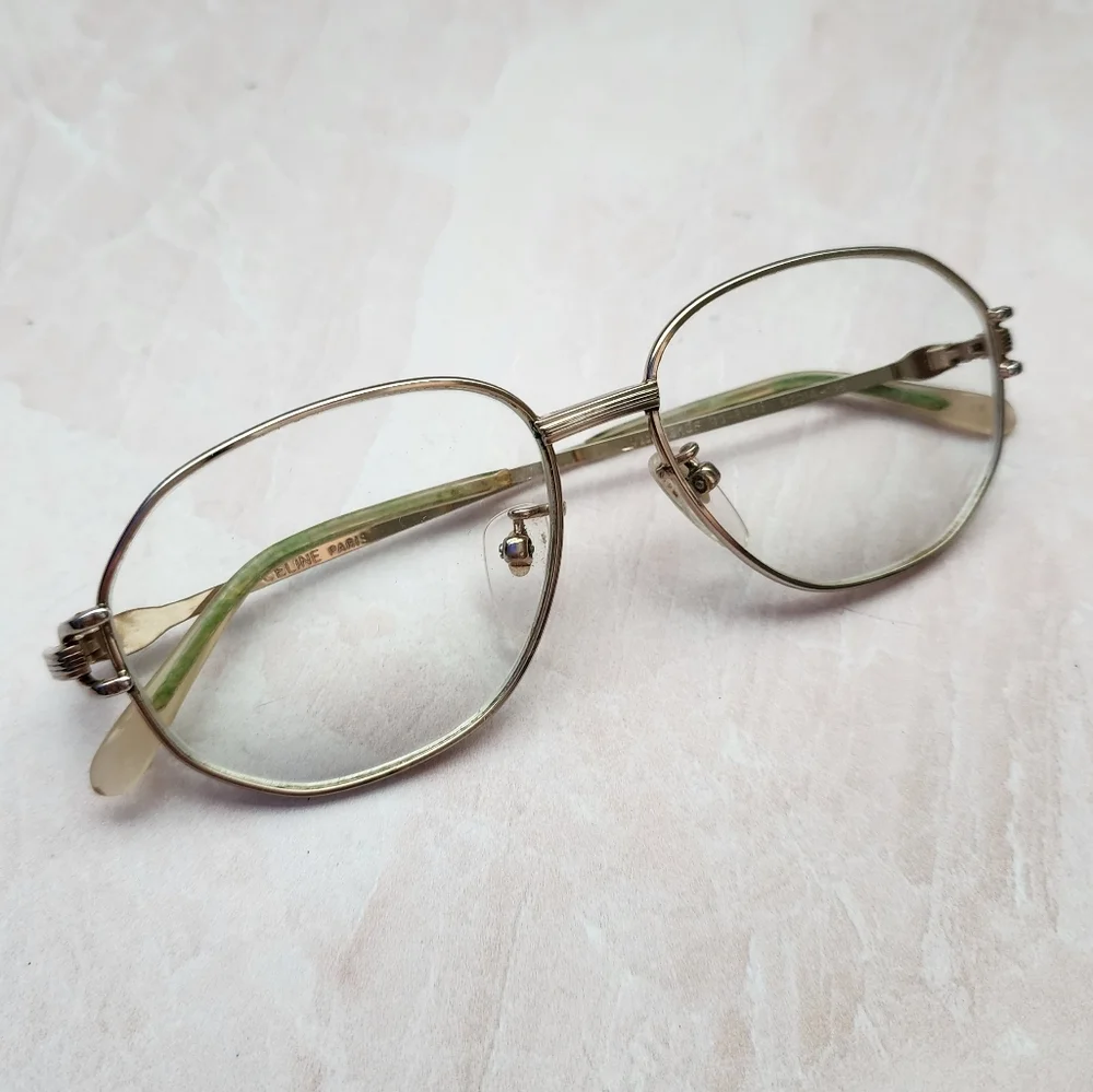 CELINE x VINTAGE 12K Gold Filled‎ Oval Glasses Frames style 8560